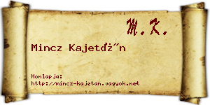 Mincz Kajetán névjegykártya